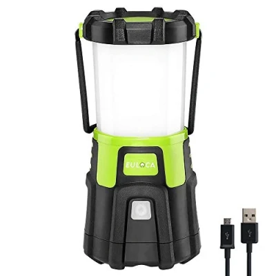 Afbeelding van EULOCA Cree Campinglamp, 1200 lumen, oplaadbare waterdichte campinglantaarn met 4400 mAh powerbank, 4 helderheidsniveaus, dimbaar, 10 W, draagbaar, voor stroomuitval, wandelen, noodgevallen