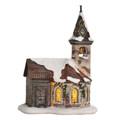 Afbeelding van LuVille Kerstdorp Miniatuur Kerk St. Charlier L17 x B14 H24 cm