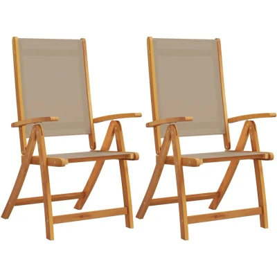 Afbeelding van vidaXL Tuinstoelen inklapbaar 2 st massief acaciahout en textileen