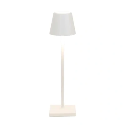 Afbeelding van Zafferano Poldina Micro oplaadbare en draadloze tafellamp met touch bediening, geschikt voor woonkamer buiten, dimmer 2200 3000 K, hoogte 27,5 cm, kleur wit