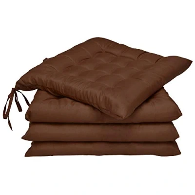 Afbeelding van Beautissu Lea Stoelkussens Eetkamer 40x40 cm Set van 4 Zitkussen met Lint Bruin