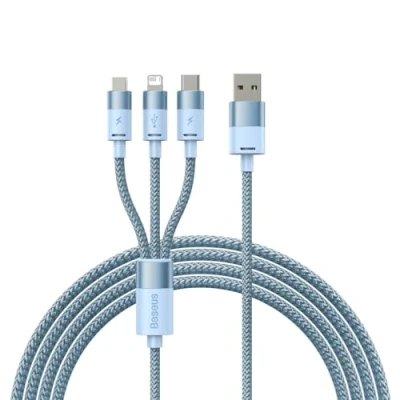 Afbeelding van Baseus 3in1 USB kabel StarSpeed Series, C + Micro Lightning 3,5A, 1,2m (Blauw) (1.20 m),