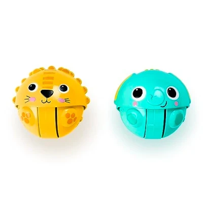 Afbeelding van Bright Starts Giggables Lwe &amp; olifant kruipspeelgoed, uniseks, baby tot peuter, 2 stuks