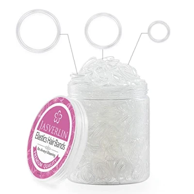 Afbeelding van JASVERLIN Lot de 2000 élastiques à cheveux transparents Différentes Tailles Pour bébé mixtes les tout petits, filles, femmes