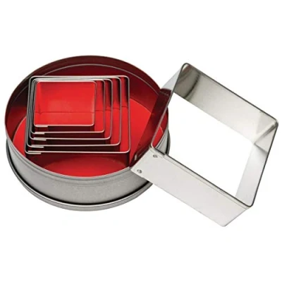 Afbeelding van Vogue E017 uitsteekvormpjes, vierkant, effen, voor koekjes, gebak, zilver