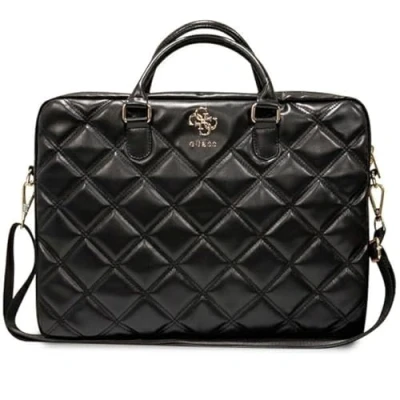 Afbeelding van GUESS Quilted 4G Metal Logo Laptop Tas 15/16 inch Zwart