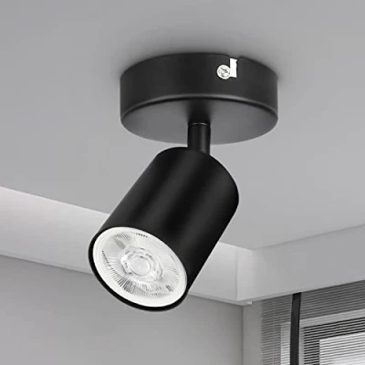 Afbeelding van Dehobo Spot plafondlamp, GU10, 1 stuk, draaibaar, modern, LED 2 spots, zwart, mat, zonder gloeilampen, voor slaapkamer, woonkamer, hal, keuken, eetkamer