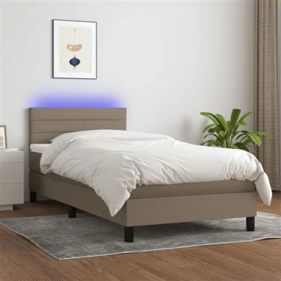Afbeelding van vidaXL Boxspring met matras en LED stof taupe 100x200 cm