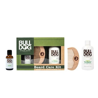 Afbeelding van Bulldog Skincare Set met kam, olie, baardshampoo 2 in 1, wit, 230 ml + kam