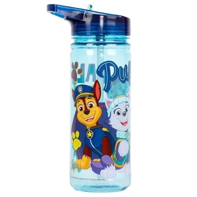 Afbeelding van Paw Patrol Chase Kunststof fles met rietje, BPA vrij, 580 ml, voor meisjes, 100% lekvrij, duurzaam, kinderen