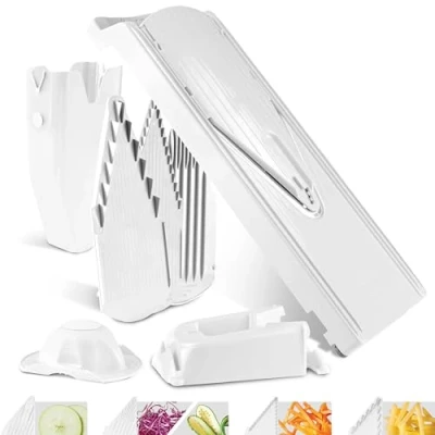 Afbeelding van Börner Mandoline V3 Profi 7 delige set 5 snijdiktes Geschikt als Frietsnijder BPA vrij en Roestvrij Wit