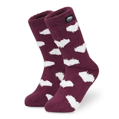 Afbeelding van CityComfort Damessokken, fantasie, antislip, voor dames, winter, Bordeaux