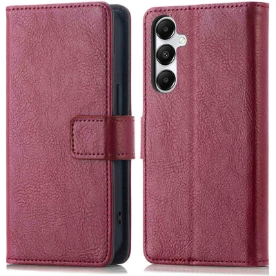 Afbeelding van imoshion Hoesje Geschikt voor Samsung Galaxy S25 Met Pasjeshouder Luxe Bookcase donkerrood