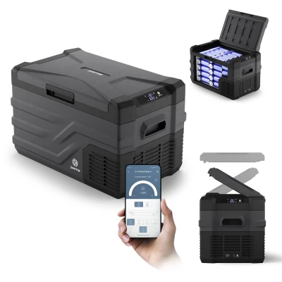 Afbeelding van PEME Quest Elektrische Koelbox, 26.8 liter, 12V, 220/230 Volt AC/DC, Aansluiting voor Auto en Camping, thermo elektrisch Frigobox Dark Sky
