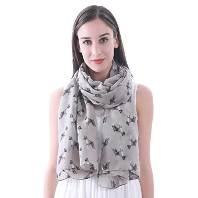 Afbeelding van Lina &amp; Lily Boxer dames sjaal hond print L, Taupe