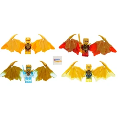 Afbeelding van LEGO Ninjago Cole Jay Zane en Kai Crystallized Golden Dragon Figuren Set met wapens