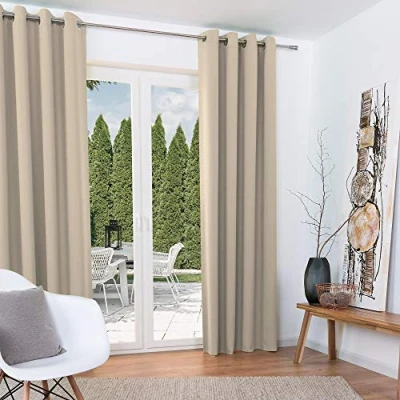 Afbeelding van Beautissu Gordijnen Verduisterend Plooiband Amelie BO Kant en Klaar 140x245cm Crème set van 2