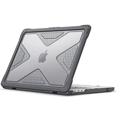 Afbeelding van Fintie Hoes compatibel met MacBook Pro 14 inch (versie 2023 2021) A2992 A2918 A2779 A2442 M3 M2 M1 Pro/Max, Hybride TPU Full Body beschermhoes, grijs (transparant)