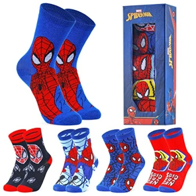 Afbeelding van Marvel Kindersokken, 5 paar Spiderman Avengers sokken, fantasiesokken voor kinderen, superhelden, kinderkleding, jongens, maten 30 35, 35 40, Blauw