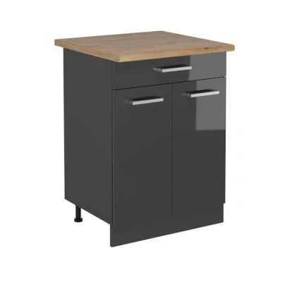 Afbeelding van Vicco Keukenonderkast R Line, Antraciet Hoogglans/Antraciet, 60 cm , WB Eik