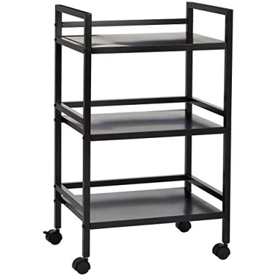 Afbeelding van Amazon Basics Metalen serveerwagen met 3 niveaus, zwart