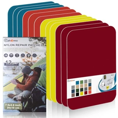 Afbeelding van Cahomo 12 stuks 20 x 10 cm waterdichte nylon reparatiepleisters voor jassen, tenten, outdoorkleding