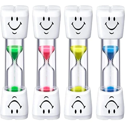 Afbeelding van Set van 4 zandlopers Voor het tandenpoetsen kinderen 3 minuten Countdown kinderen, spelletjes, keuken, kantoor (willekeurige kleuren)