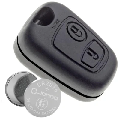 Afbeelding van Jongo Sleutelhoes zonder lemmet compatibel met Peugeot 106, 206, 206+, 206 Sedan 1 batterij CR2016 sleutelbehuizing Plip auto bedrijfsafstandsbediening 2 toetsen