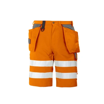 Afbeelding van ProJob 6503 SIGNALISATIESHORT MET SPIJKERZAKKEN EN ISO 20471 KLASSE 2 646503 oranje/grijs C62