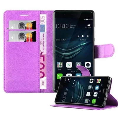 Afbeelding van Cadorabo Hoesje geschikt voor Huawei P9 in MANGAAN PAARS Beschermhoes met magnetische sluiting, standfunctie en kaartvakje Book Case Cover Etui