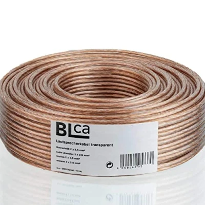 Afbeelding van DCSk BLca LS luidsprekerkabel per meter met polariteitsmarkering, CCA kwaliteit, 10 m, 2 x 2,5 mm², transparant, voor stereo installatie, geïsoleerde luidspreker enz