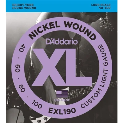 Image de D&#039;Addario Cordes Basse Bass Strings EXL190 Custom Light, 40 100 Échelle Longue
