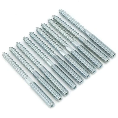 Afbeelding van QWORK® Set van 10 stuks M8 x 100 mm dubbele draad koolstofstaal verzinkt accessoires voor meubelmontage