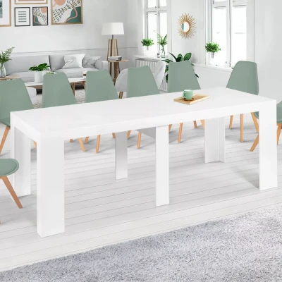 Afbeelding van Table console extensible ORLANDO 14 personnes 300 cm bois blanc