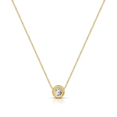 Afbeelding van Amberta Dames solitaire halsketting 925 sterling zilver AAA zirkonia, Zirkonia