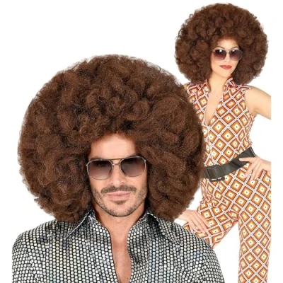 Afbeelding van Widmann Jungle &amp; Afrika Kostuum Enorm Grote Afro Pruik Bruin Bobby Ross Carnavalskleding Verkleedkleding