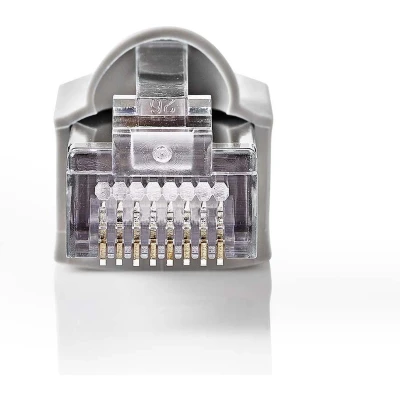 Afbeelding van RJ45 connector Cat5e UTP (Voor stugge kern, Knikbescherming, Grijs)