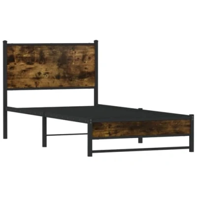 Afbeelding van Bedframe zonder matras metaal gerookt eikenkleurig 90x190 cm