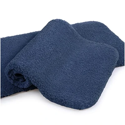 Afbeelding van Antislip Badkamermat Set van 2 Verdikte Badkamermatten Absorberende Douchemat Ultra zachte Microvezel Badmat 40 x 60cm (Marineblauw)