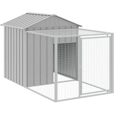 Afbeelding van vidaXL Kippenhok met ren 117x201x123 cm gegalvaniseerd staal grijs