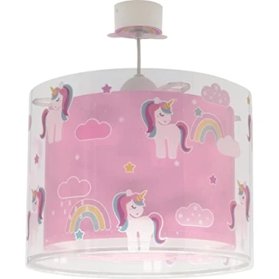 Afbeelding van Dalber Hanglamp voor kinderen, eenhoorns, geel, dieren, 41592, E27