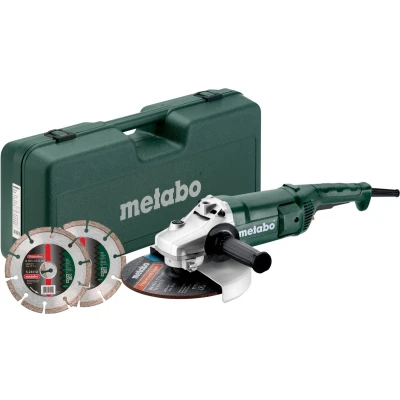 Afbeelding van METABO Set WE 2200 230 haakse slijper 230mm 2200W met 2 diamant doorslijpschijven in kunststof koffer 691081000