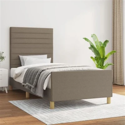 Afbeelding van vidaXL Bedframe met hoofdeinde stof taupe 90x190 cm