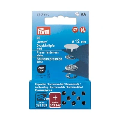 Afbeelding van Prym 390770 Jersey drukknopen 12 mm wit compatibel met Vario Creative Tool