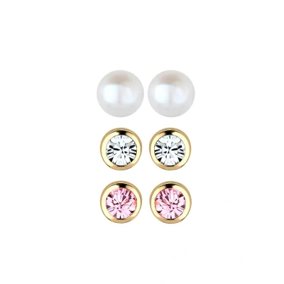Afbeelding van Elli Dames Oorbellen Elegant met ZoetwaterParels Kristallen in 925 Sterling Zilver