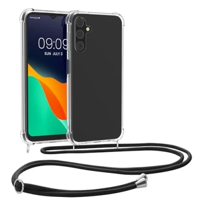 Afbeelding van kwmobile telefoonhoesje geschikt voor Samsung Galaxy A15 5G Hoesje met telefoonkoord Back cover in zwart / transparant