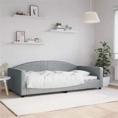 Afbeelding van vidaXL Slaapbank 100x200 cm stof lichtgrijs