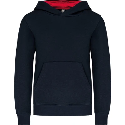 Afbeelding van Kariban Kinder hooded sweater met gecontrasteerde capuchon K453 NAVY / RED