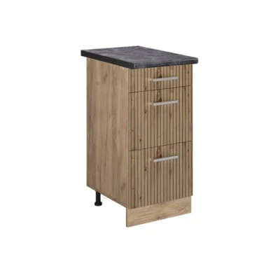 Afbeelding van Vicco Keukenonderkast R Line, Artisanaal eiken/Krachtige eik goud, 40 cm met laden, WB Antraciet