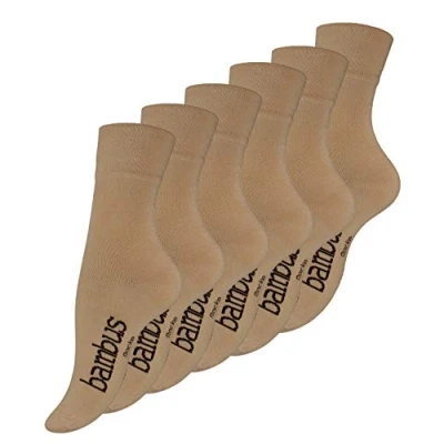 Afbeelding van Vincent Creation Set van 6 of 9 paar BAMBUS sokken handgefestonneerde teen zonder elastiek voor mannen en vrouwen, beige